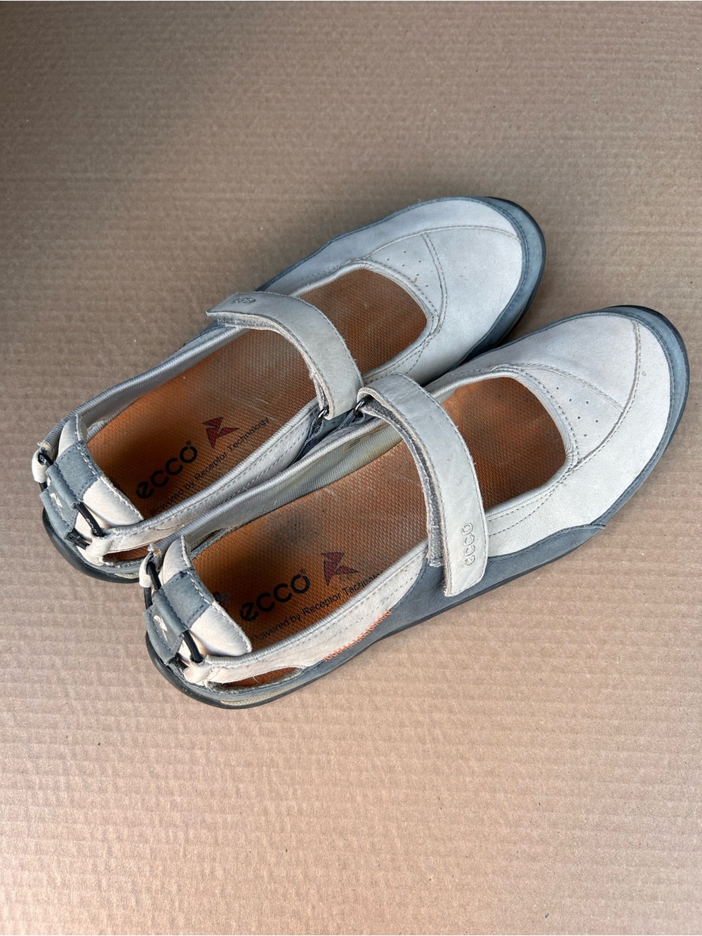 Ecco Light Gray Suede Mary Jane Casual Flats